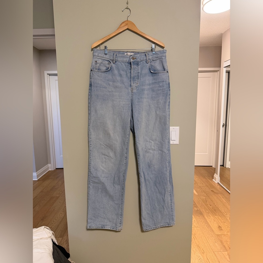 Zara Sky Blue Wide Leg Denim Jeans